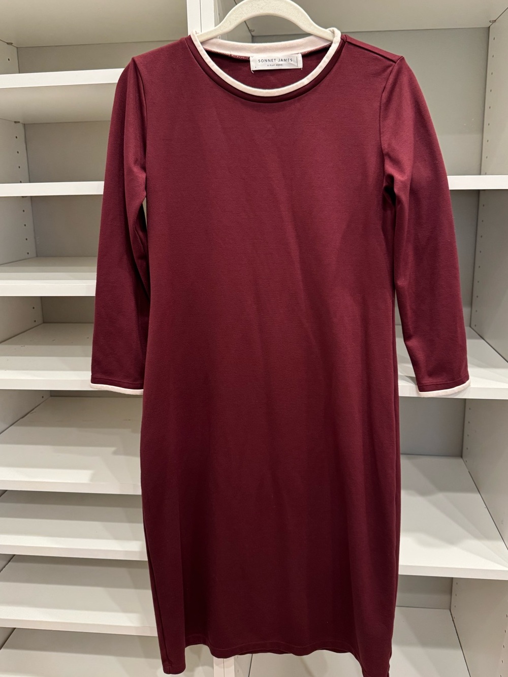 Sonnet James Maroon, Mid Length Sleeve A Play Dress, Size S